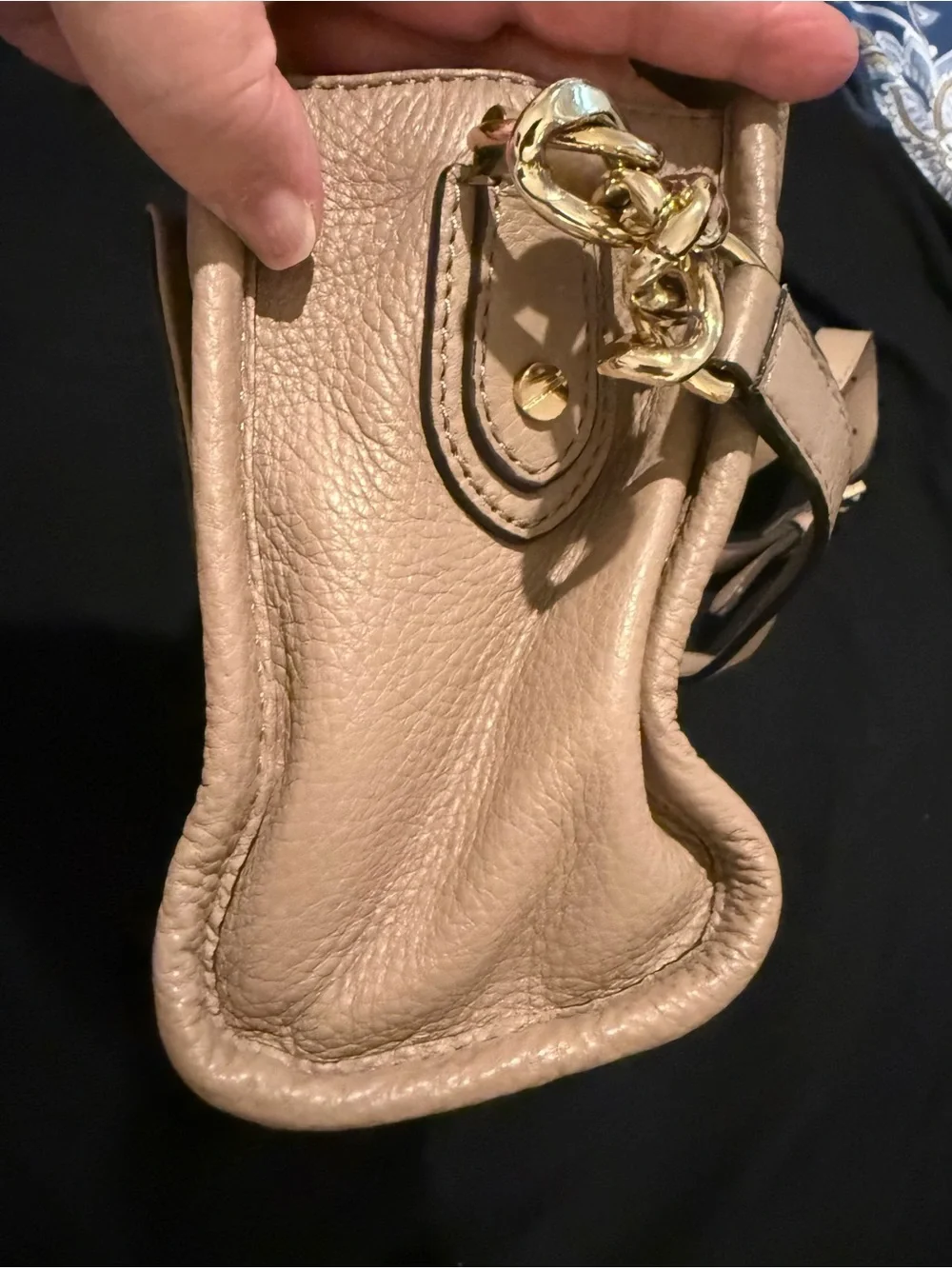 Michael Kors Pebbled Leather Crossbody in Taupe with Gold Hardware